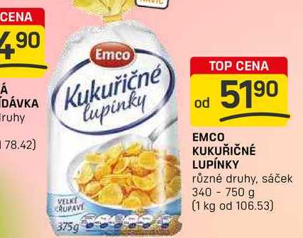 EMCO KUKUŘIČNÉ LUPÍNKY různé druhy, sáček 340 -750 g