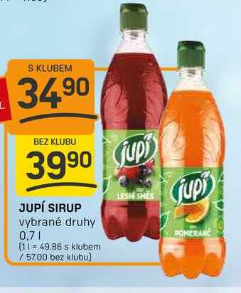 JUPÍ SIRUP vybrané druhy 0,7l