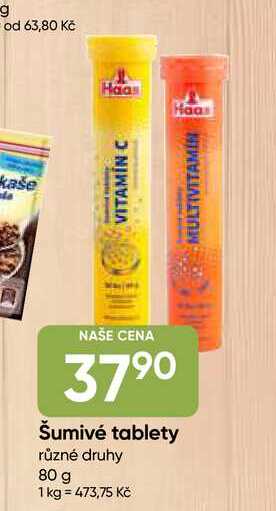 Šumivé tablety různé druhy 80 g 
