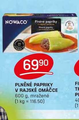 PLNĚNÉ PAPRIKY V RAJSKÉ OMÁČCE 600 g, mražené
