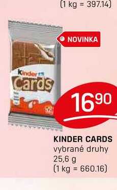 KINDER CARDS vybrané druhy 25,6 g 