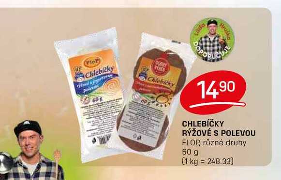 CHLEBÍČKY RÝŽOVÉ S POLEVOU FLOP, různé druhy 60 g 
