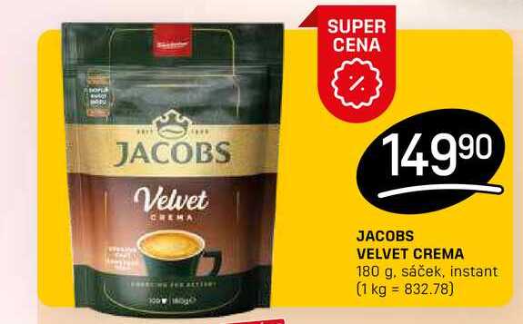 JACOBS VELVET CREMA 180 g, sáček, instant