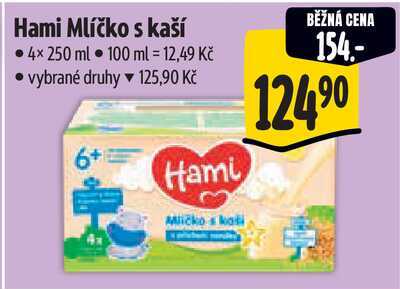 Hami Mlíčko s kaší, 4x 250 ml