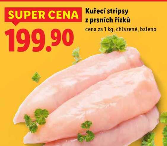 Kuřecí stripsy z prsních řízků, cena za 1 kg