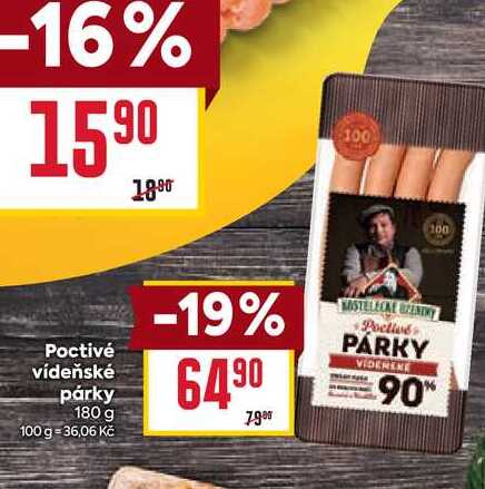 Poctivé vídeňské párky 180 g 