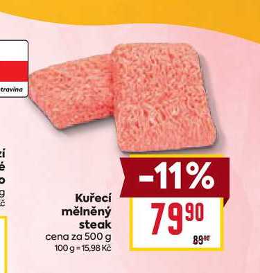 Kuřecí mělněný steak cena za 500 g 