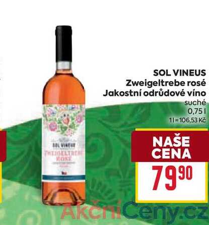 SOL VINEUS Zweigeltrebe rosé Jakostní odrůdové víno suché 0,75l