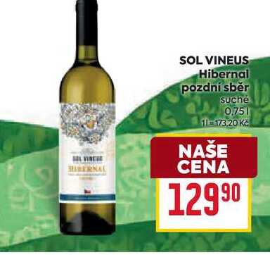 SOL VINEUS Hibernal pozdní sběr Suché 0,75l