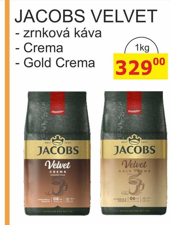 Jacobs Velvet zrnková káva 1kg