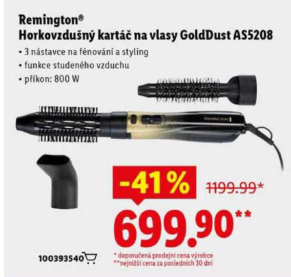 Remington Horkovzdušný kartáč na vlasy GoldDust AS5208 