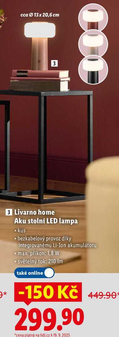 Livarno home Aku stolní LED lampa