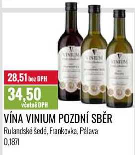 VÍNA VINIUM POZDNÍ SBĚR 0,187l