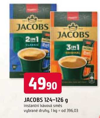 JACOBS 124-126 g instantní kávová směs vybrané druhy