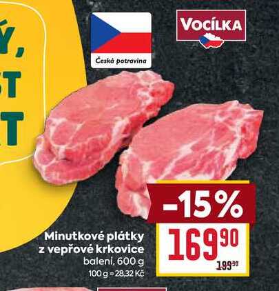 Minutkové plátky z vepřové krkovice baleni, 600 g