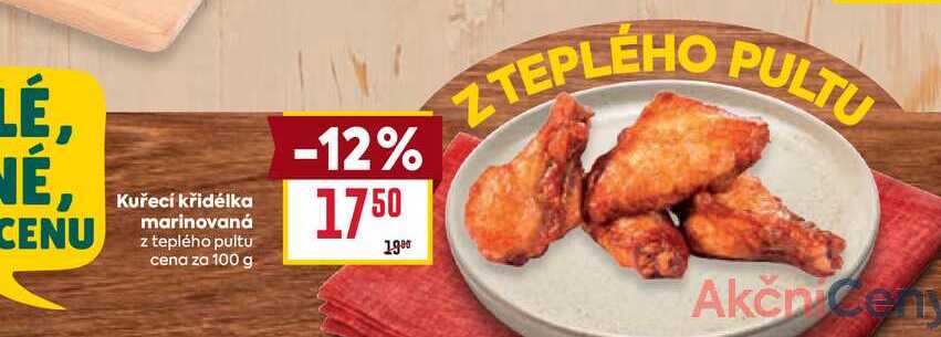 Kuřecí křidélka marinovaná z teplého pultu cena za 100 g 