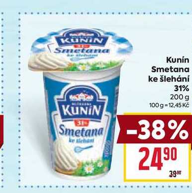 Kunín Smetana ke šlehání 31% 200 g 