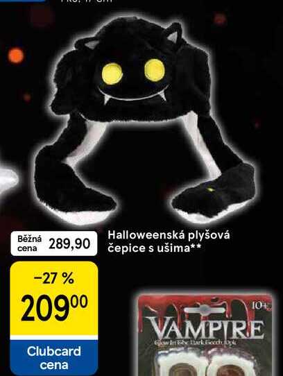 Halloweenská plyšová čepice s ušima