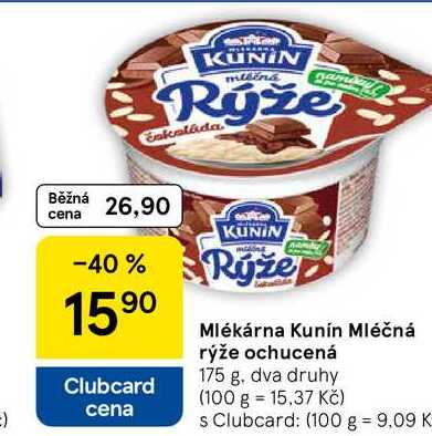 Mlékárna Kunín Mléčná rýže ochucená, 175 g 