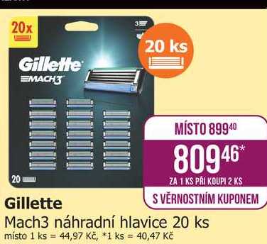 Gillette Mach3 náhradní hlavice 20 ks 