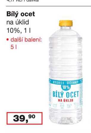 Bílý ocet na úklid 10%, 1l
