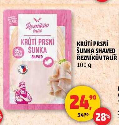 KRŮTÍ PRSNÍ ŠUNKA SHAVED ŘEZNÍKŮV TALÍŘ, 100 g 