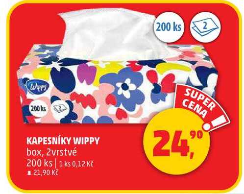 KAPESNÍKY WIPPY box, 2vrstvé, 200 ks