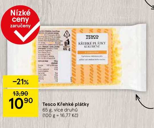 Tesco Křehké plátky, 65 g 