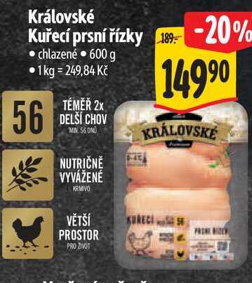 Královské Kuřecí prsní řízky chlazené  600 g