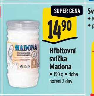   Hřbitovní svíčka Madona  150 g 