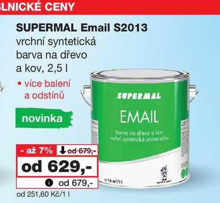 SUPERMAL Email S2013 vrchní syntetická barva na dřevo a kov, 2,5l