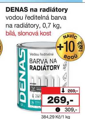 DENAS na radiátory vodou ředitelná barva na radiátory, 0,7 kg