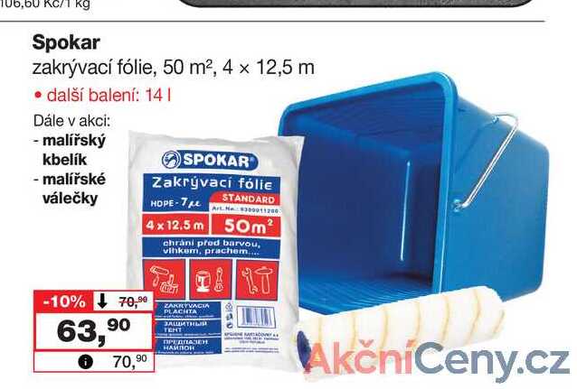 Spokar zakrývací fólie, 50 m², 4 x 12,5 m 