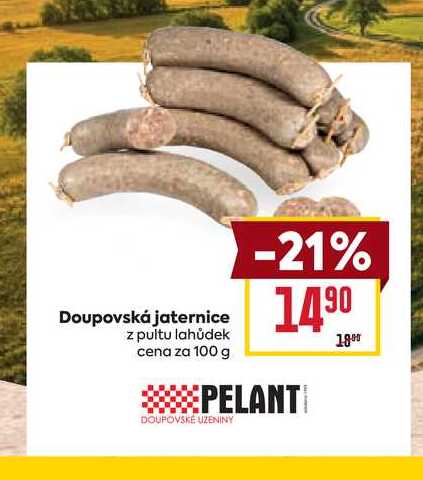 Doupovská jaternice z pultu lahůdek cena za 100 g 