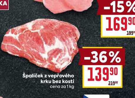 Špaliček z vepřového krku bez kosti cena za 1 kg