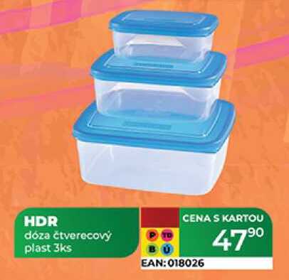 HDR dóza čtverecový plast 3ks  