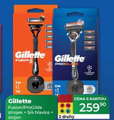 Gillette Fusion/ProGlide  strojek + 5/4 hlavice + stojan 