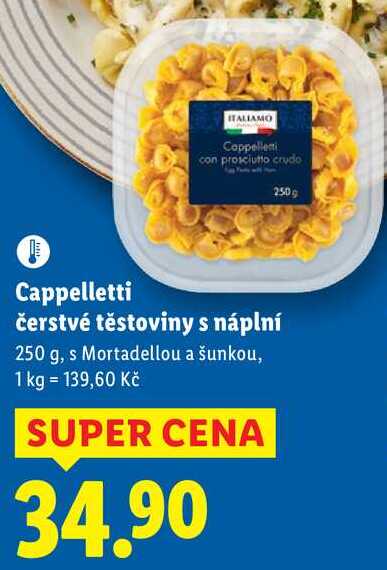 Cappelletti čerstvé těstoviny s náplní, 250 g