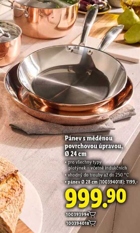 Pánev s měděnou povrchovou úpravou, pr. 24 cm 