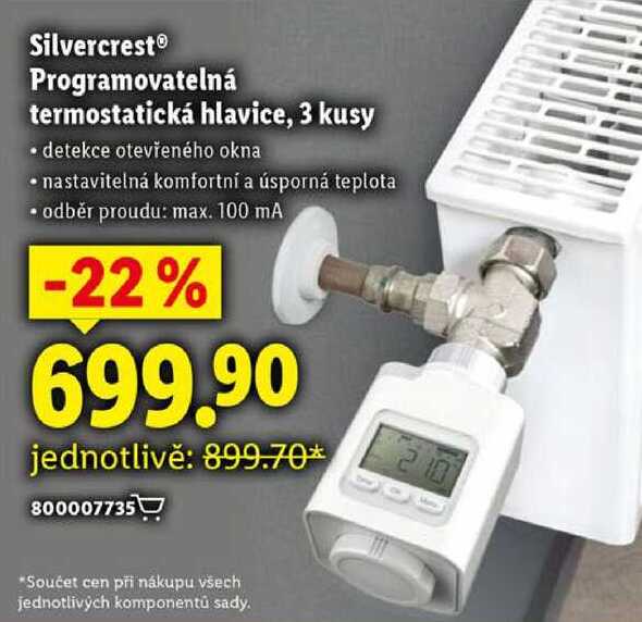Silvercrest Programovatelná termostatická hlavice, 3 kusy