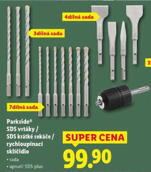 Parkside SDS vrtáky/SDS krátké sekáče/rychloupínací sklíčidlo