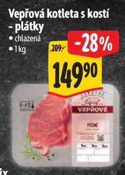 Vepřová kotleta s kostí - plátky, 1 kg
