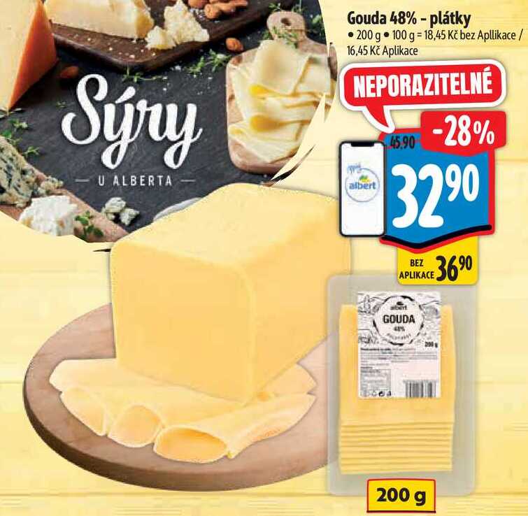 Gouda 48% -plátky, 200 g 
