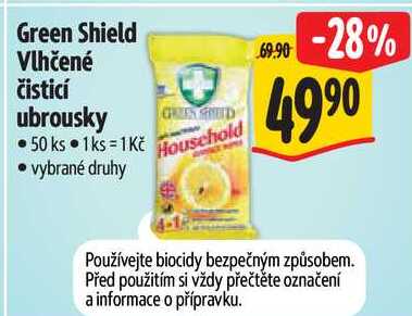 Green Shield Vlhčené čisticí ubrousky, 50 ks  