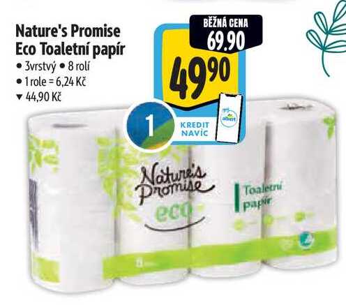 Nature's Promise Eco Toaletní papír, 8 rolí