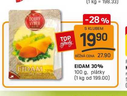 EIDAM 30% 100 g, plátky 