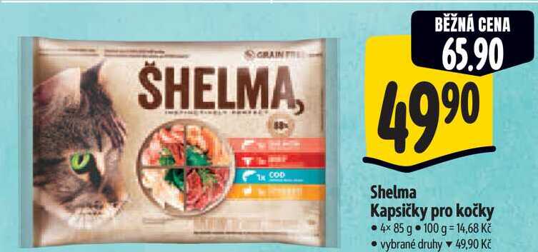 Shelma Kapsičky pro kočky, 4x 85 g 