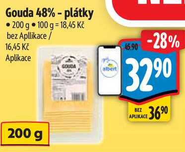 Gouda 48% - plátky, 200 g 