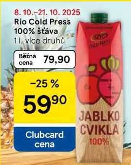 Rio Cold Press 100% šťáva, 1 l 