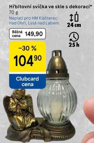 Hřbitovní svíčka ve skle s dekorací, 70 g 